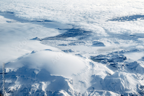 icelandic ice cap and glaciers seen from plane