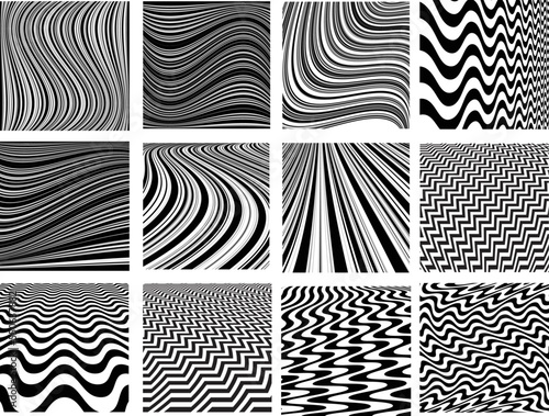 Black Stripes . Vector Curved Lines . 