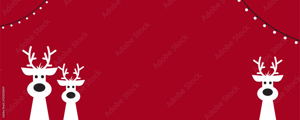 Cute Christmas reindeer on a red background. Christmas background, banner, or card. Cute Christmas reindeer on a red background. Christmas background, banner, or card.