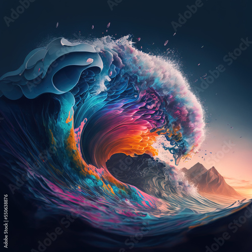 Fotobehang colorful psychedelic wave