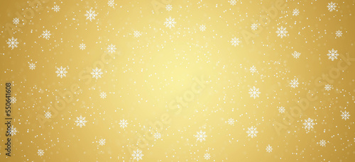 Christmas snowy winter design. Snow yellow background. Blurred background