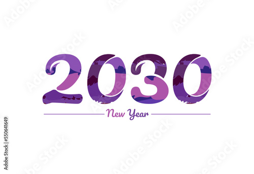Modern 2030 new year typography design, new year 2030 logo