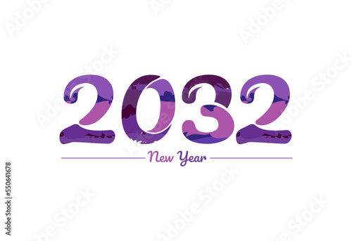 Modern 2032 new year typography design, new year 2032 logo