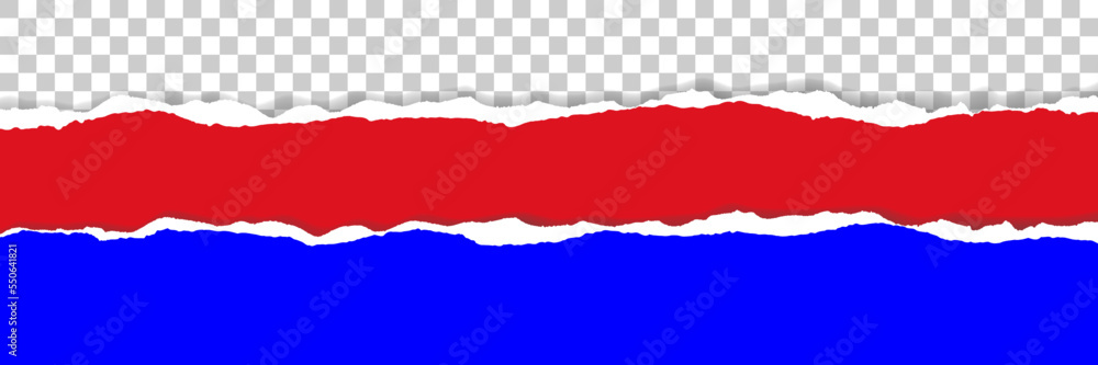 horizontal torn red and blue paper for pattern and design. horizontal torn red and blue paper for pattern and design.