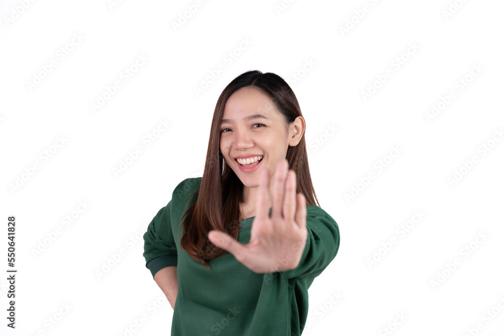 Young asian woman, professional entrepreneur standing in office, smiling and looking confident, white background Young asian woman, professional entrepreneur standing in office, smiling and looking confident, white background
