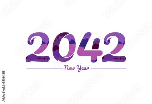 Modern 2042 new year typography design, new year 2042 logo