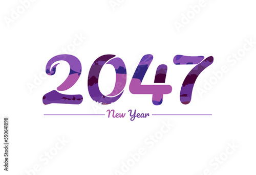 Modern 2047 new year typography design, new year 2047 logo