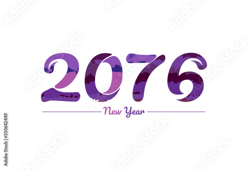 Modern 2076 new year typography design, new year 2076 logo