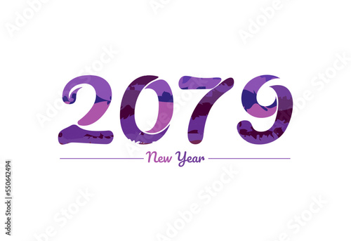 Modern 2079 new year typography design, new year 2079 logo