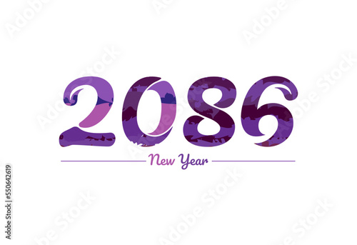Modern 2086 new year typography design, new year 2086 logo