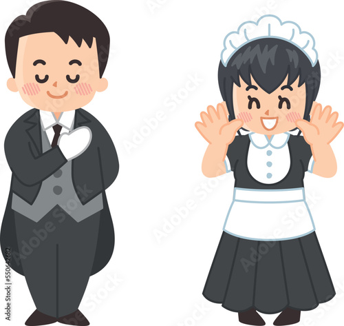 執事の男性とメイドの女性