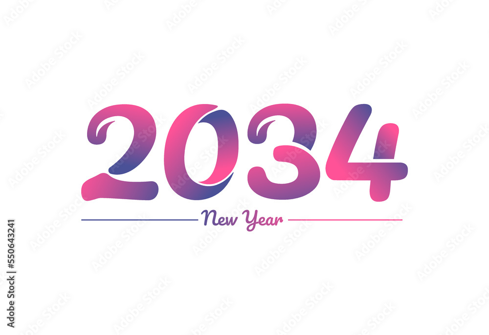Colorful gradient 2034 new year logo design, New year 2034 Images Colorful gradient 2034 new year logo design, New year 2034 Images