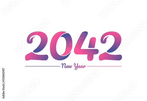 Colorful gradient 2042 new year logo design, New year 2042 Images