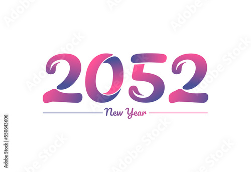 Colorful gradient 2052 new year logo design, New year 2052 Images