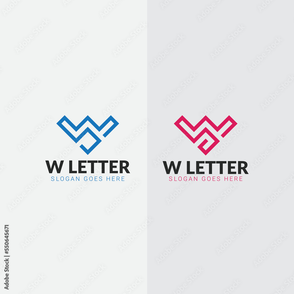 W letter logo monogram with two different colors W letter logo monogram with two different colors