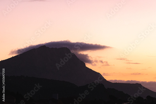 the Sainte Victoire mountain in the light of an autumn morning