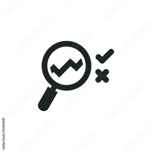 Monitoring and evaluation icon isolated on white background