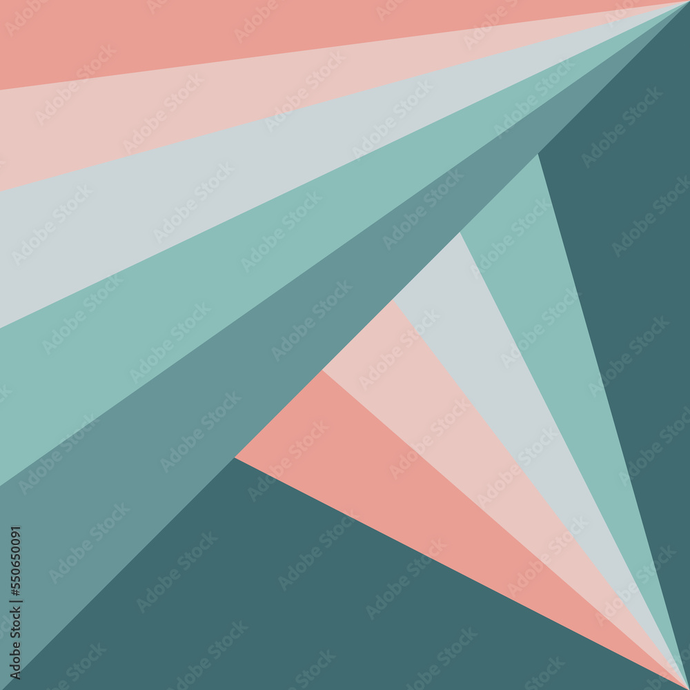 Abstract illustration of diagonal retro style stripes in turquoise, blue, pink and grey colors on dark turquoise background Abstract illustration of diagonal retro style stripes in turquoise, blue, pink and grey colors on dark turquoise background