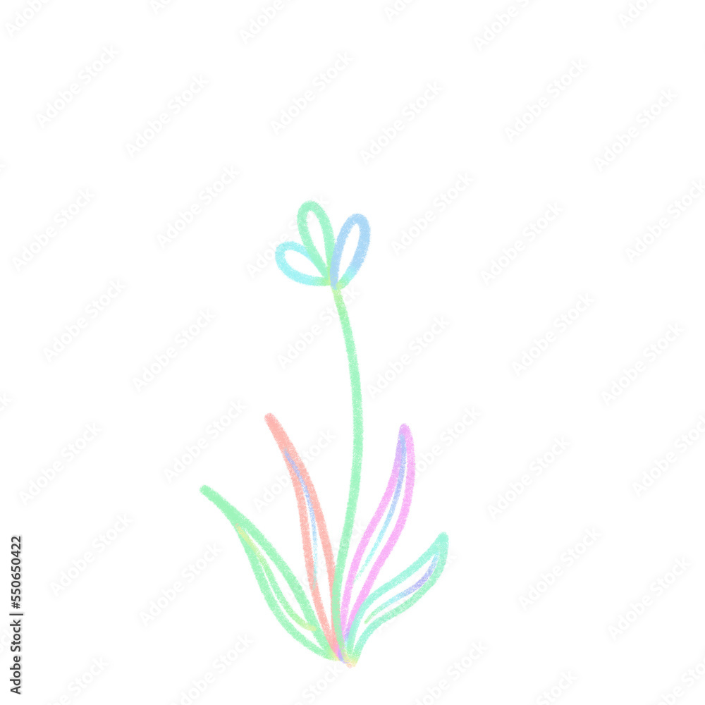 Obraz premium Rainbow line Leaves, signs and symbols, Hand drawn in doodle style.