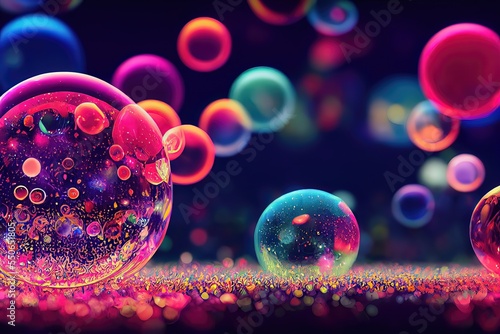 Glowing Bubble in the black Background 