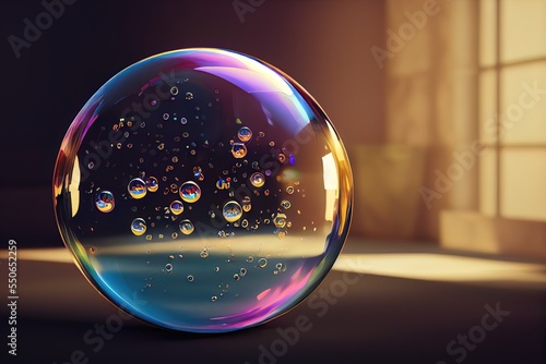 Glowing Bubble in the black Background 