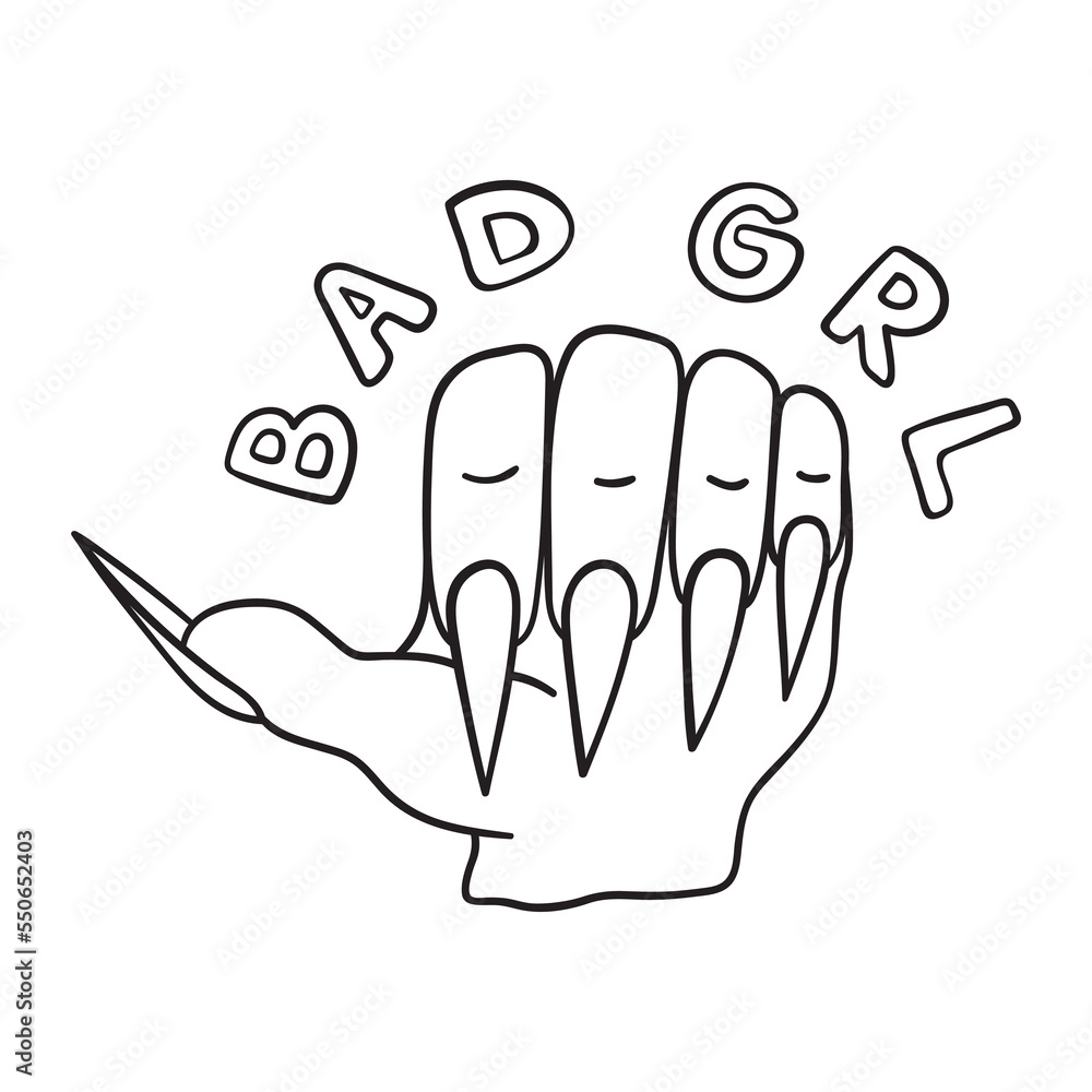 Obraz premium Isolated vector illustration of long nails. Cute thin line icon for design, cover etc.
