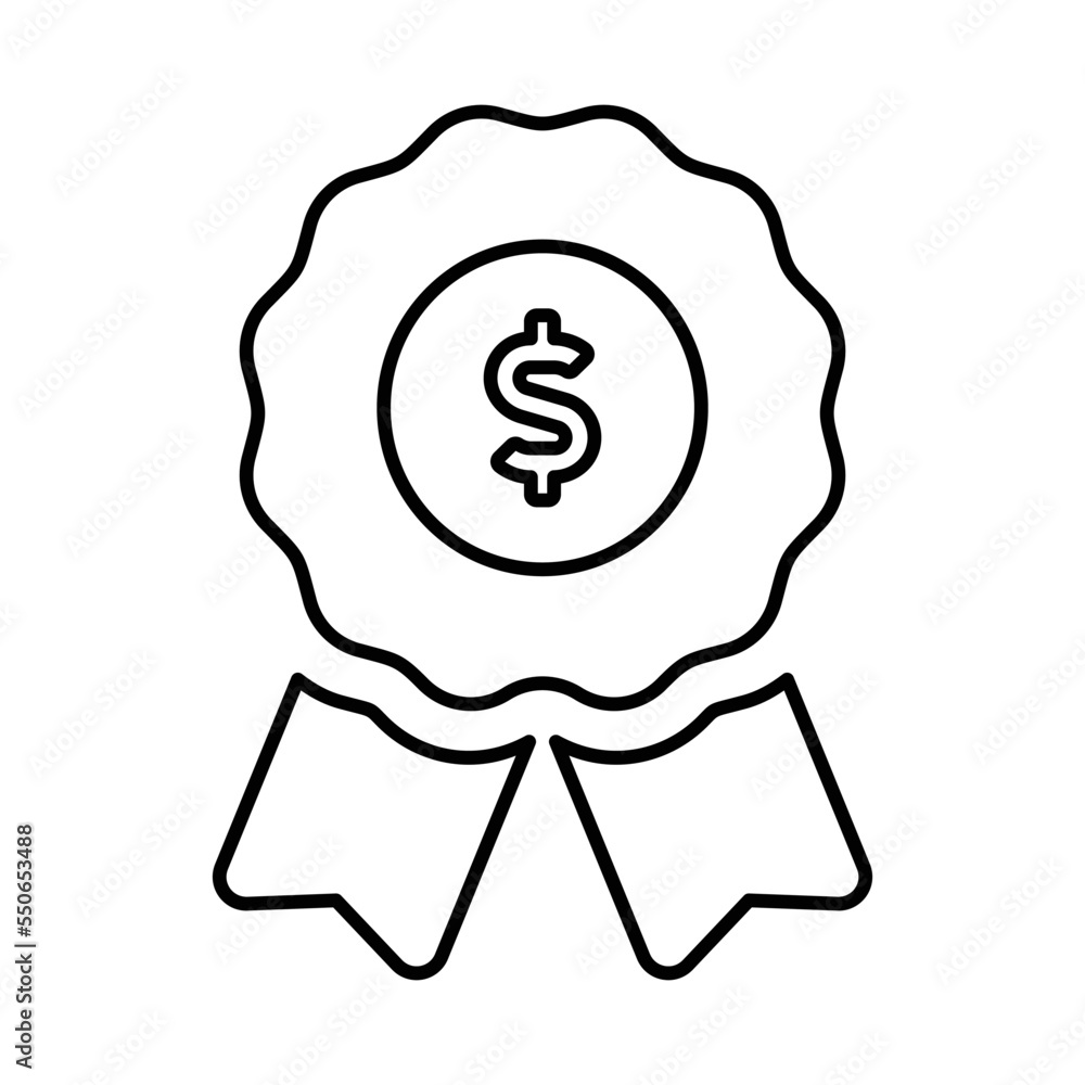 Award Badge Or Winning Prize Ribbon Icon In Line Style Award Badge Or Winning Prize Ribbon Icon In Line Style