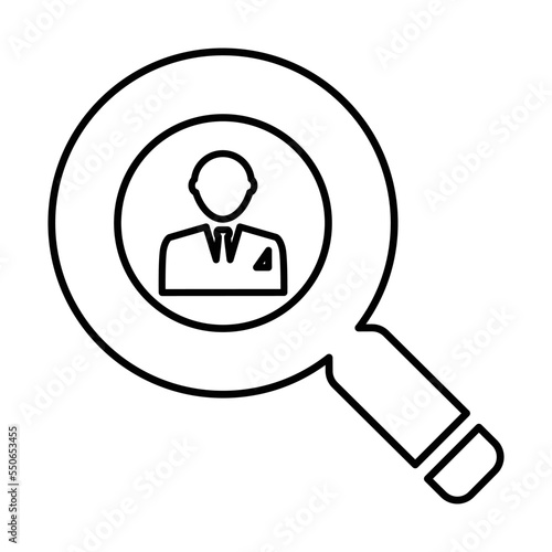 Search Businessman,Magnifying Glass With Businessman Icon In Line Style