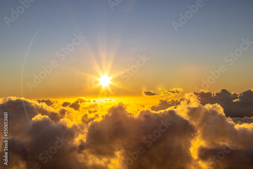 sunset over the clouds