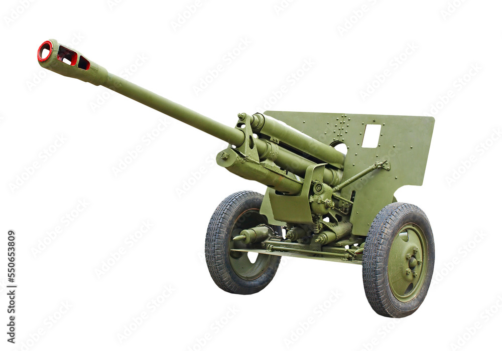 The 76-mm Russian division cannon gun from WWII. Isolated. The 76-mm Russian division cannon gun from WWII. Isolated.