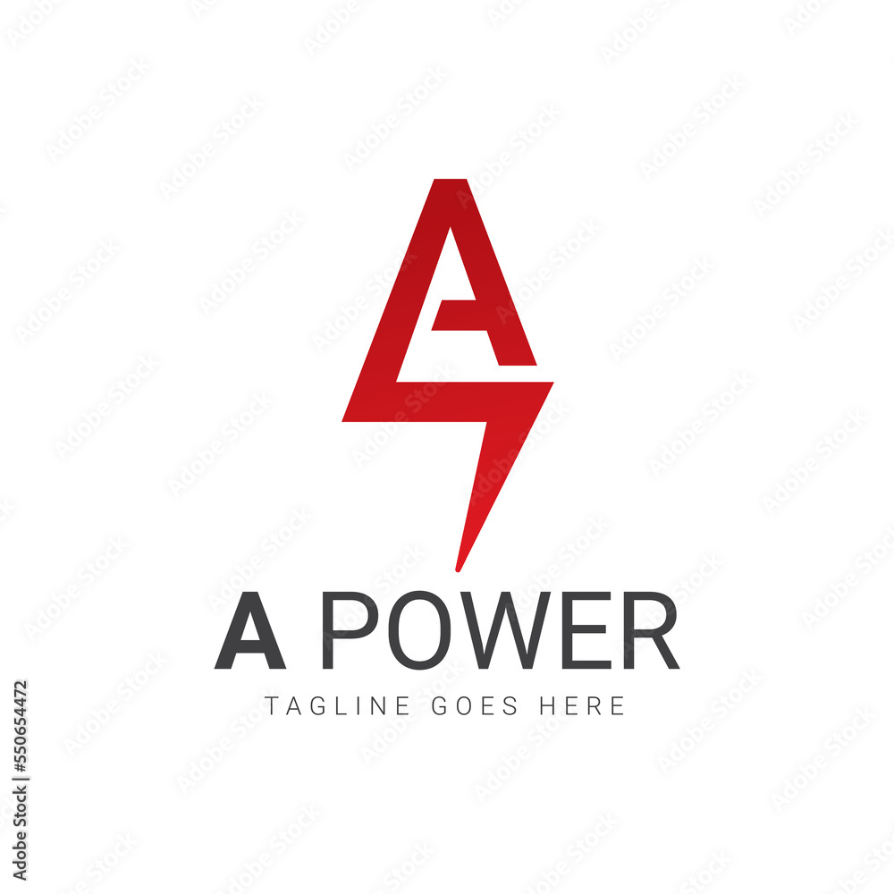 A letter logo with power bolt lightning sign A letter logo with power bolt lightning sign