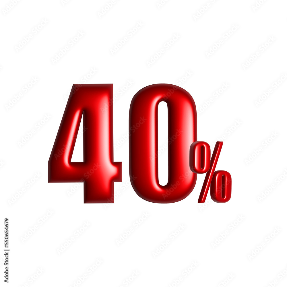 Forty percent or 40 % special Offer. Sale discount. 40% off on sale. 3D rendering. Isolated with white background Forty percent or 40 % special Offer. Sale discount. 40% off on sale. 3D rendering. Isolated with white background
