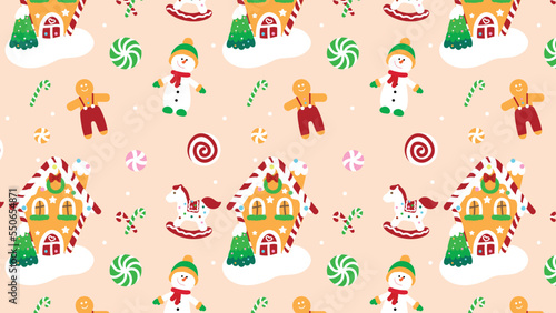 Christmas seamless hand-drawn pattern. On a transparent background