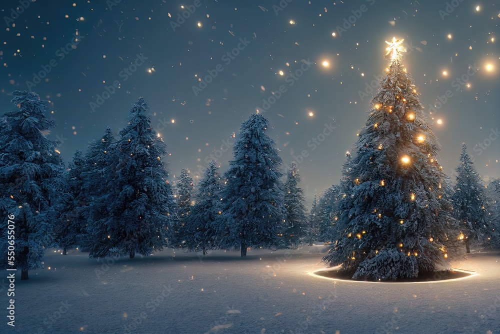 Beautiful Christmas Tree in Snow Beautiful Christmas Tree in Snow