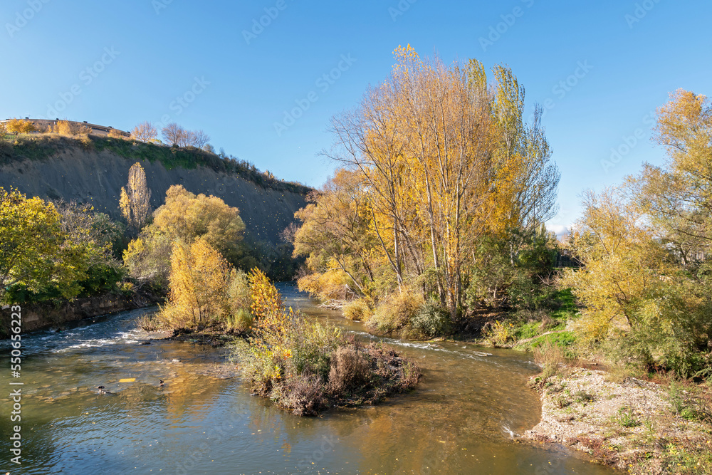 Arga river in autumn, Ripagaina. Burlada Arga river in autumn, Ripagaina. Burlada
