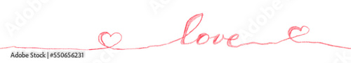 Continuous one pink line drawing of word Love with pencil. seamless pattern for design work. pencil illustration.