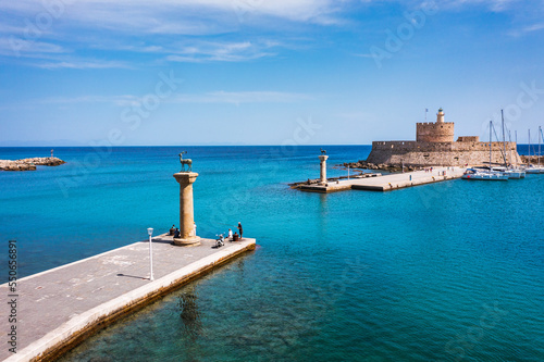 Photos Mandraki port with deers statue, where The Colossus was standing and fort of St