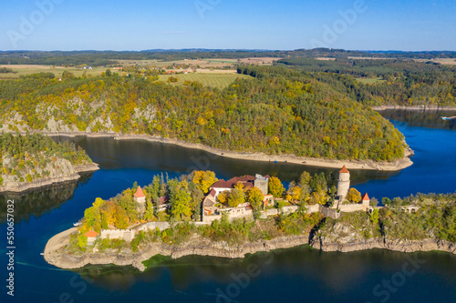 Print op canvas Aerial view of Zvikov castle, Czechia