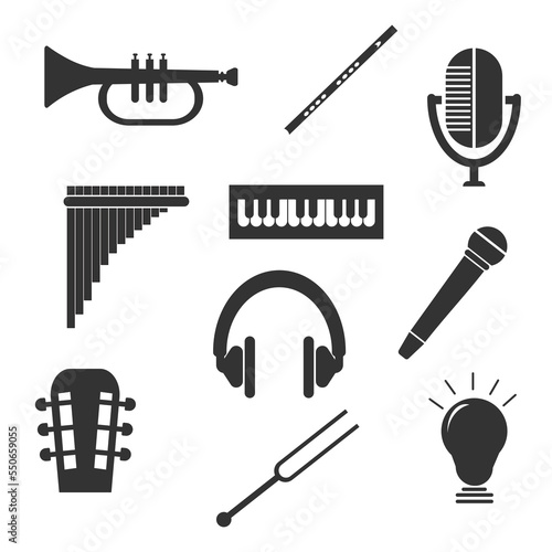 Instrument icon. Musical instruments set backround vector ilustration.