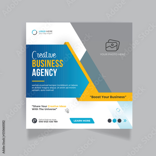 Corporate business marketing agency promotion social media post design and web banner template