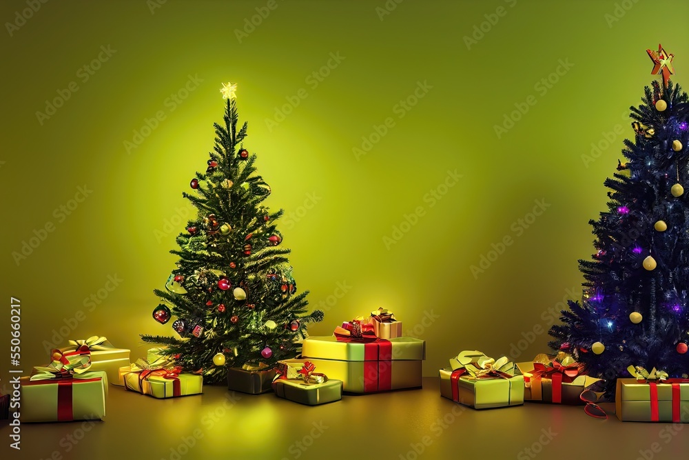Christmas tree with lights And Gifts 