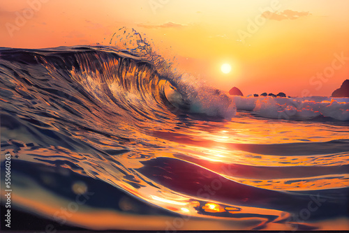 Morning sunrise over beach waves © Color.co