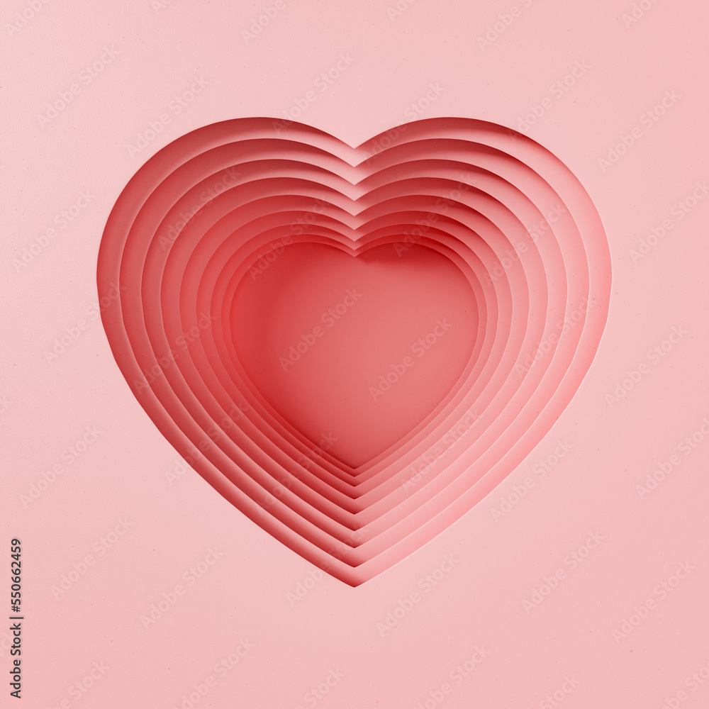 red heart with cut paper effect
