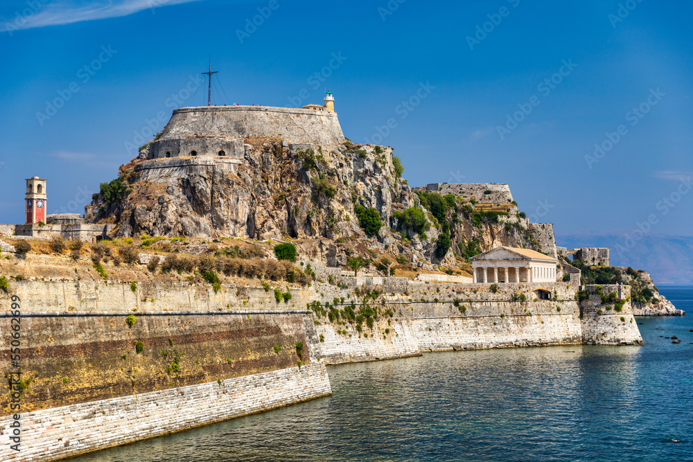 The old Venetian fortress of Corfu town, Corfu, Greece. The Old Fortress of Corfu is a Venetian fortress in the city of Corfu. Venetian Old Fortress (Palaio Frourio), Corfu, Ionian Islands, Greece