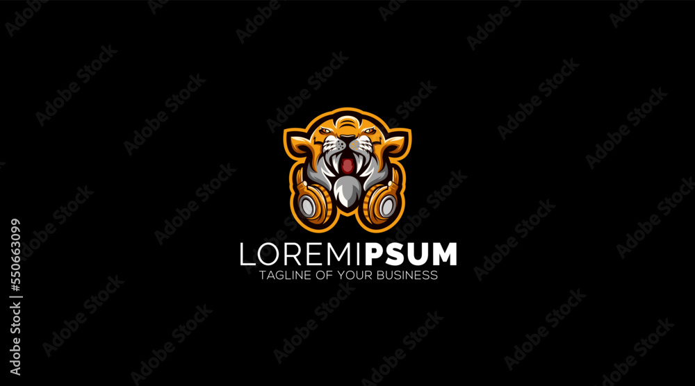 Lion Headphone Logo Design Icon illustration Lion Headphone Logo Design Icon illustration
