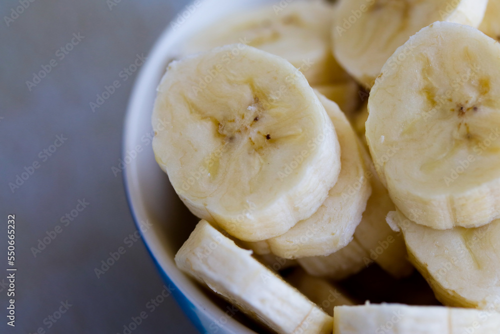 Sliced bananas in macro photography. Concept of healthy food and fruits. Sliced bananas in macro photography. Concept of healthy food and fruits.