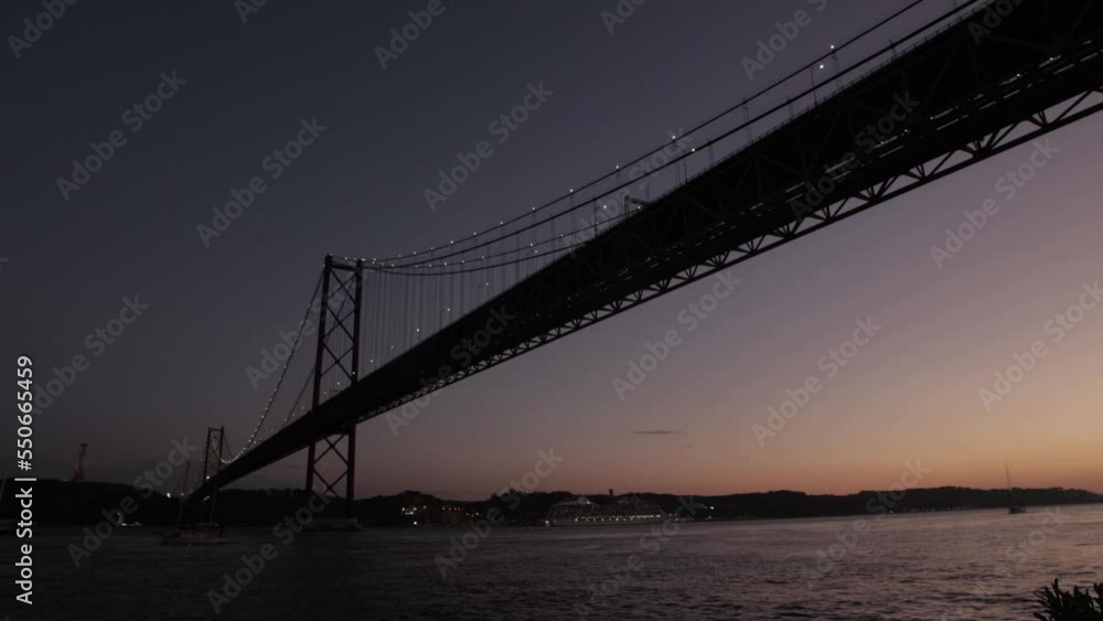Early night landscape of the river and bridge Early night landscape of the river and bridge