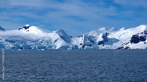 Snow covered mountains at Portal Point, Antarctica