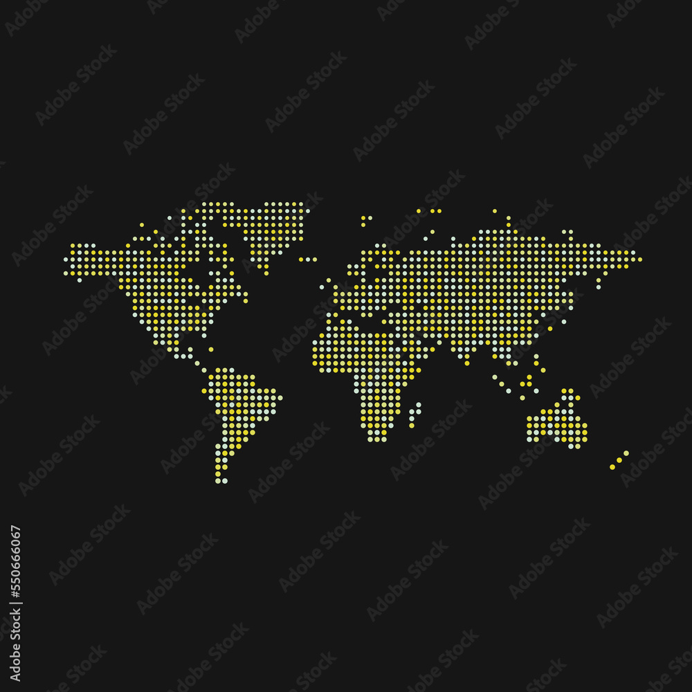 Fototapeta premium World 1 Silhouette Pixelated pattern map illustration