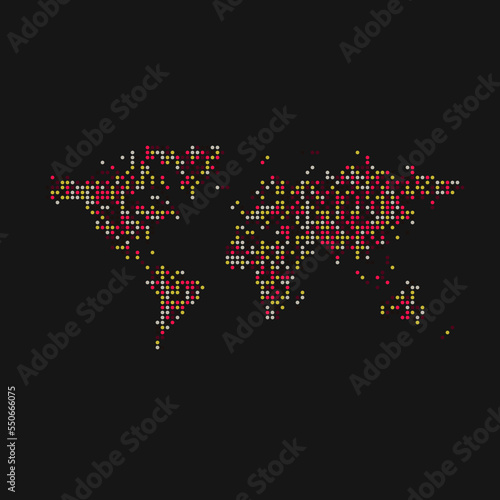 World 1 Silhouette Pixelated pattern map illustration